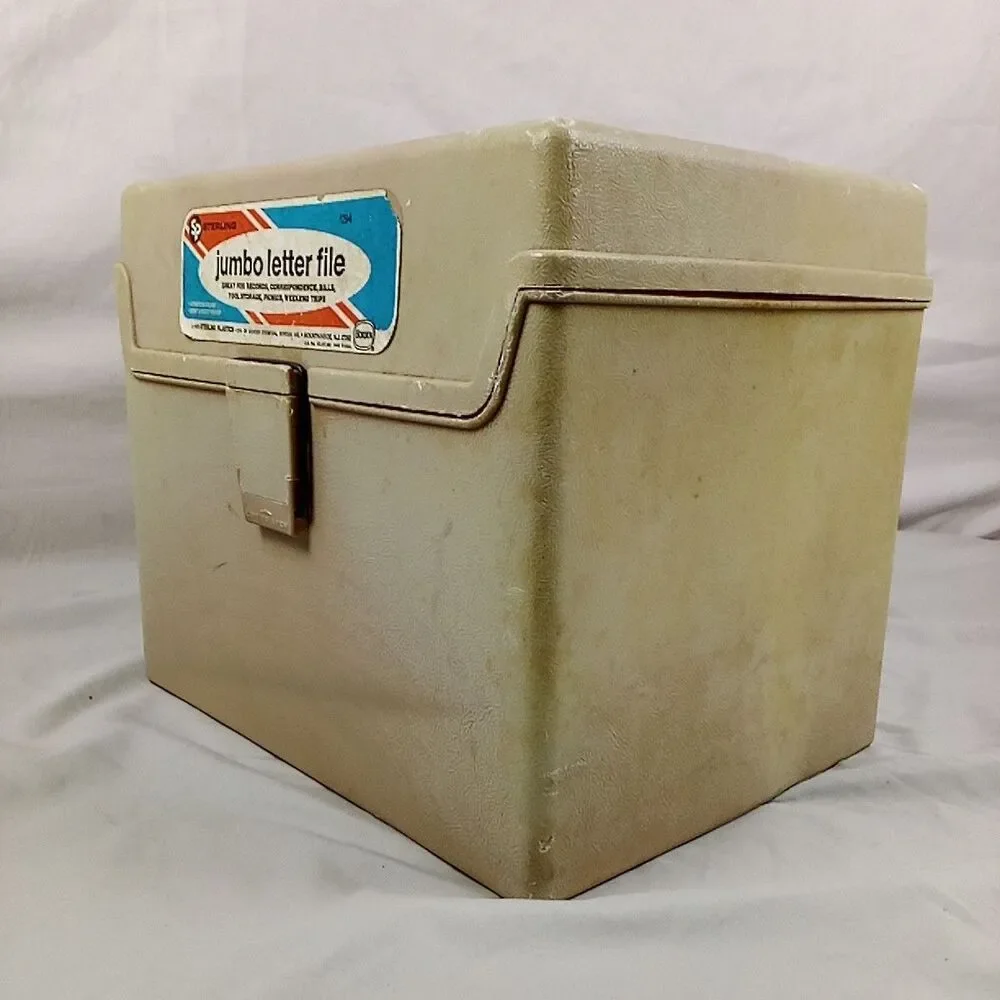 Sterling Jumbo Letter File Storage Box Large Vintage Archive Almond Cream Bin